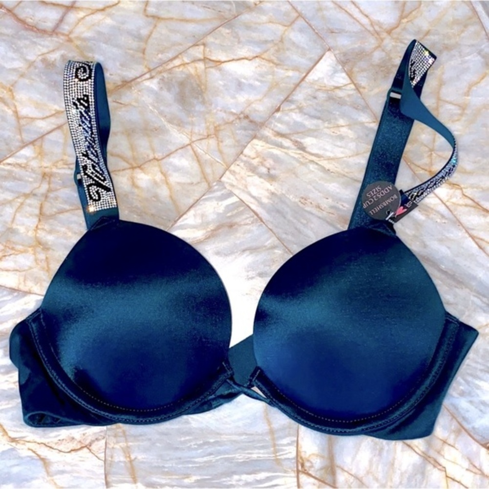 New VS VERY SEXY Bombshell Add-2-Cups Lace Shine Strap Push-Up Bra 36C Green